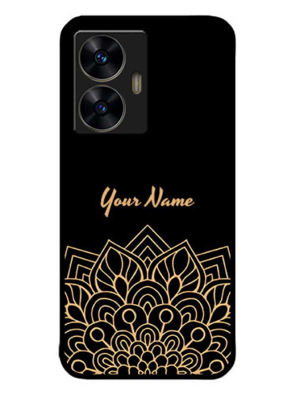 Custom narzo N55 Custom Metal Phone Case - Golden Mandala Design