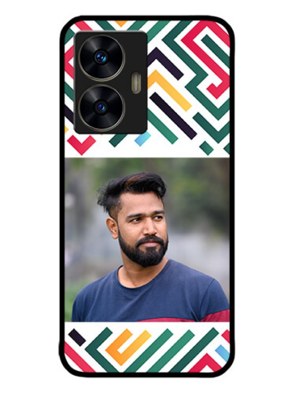 Custom narzo N55 Custom Metal Phone Case - Colorful Maze Pattern Design