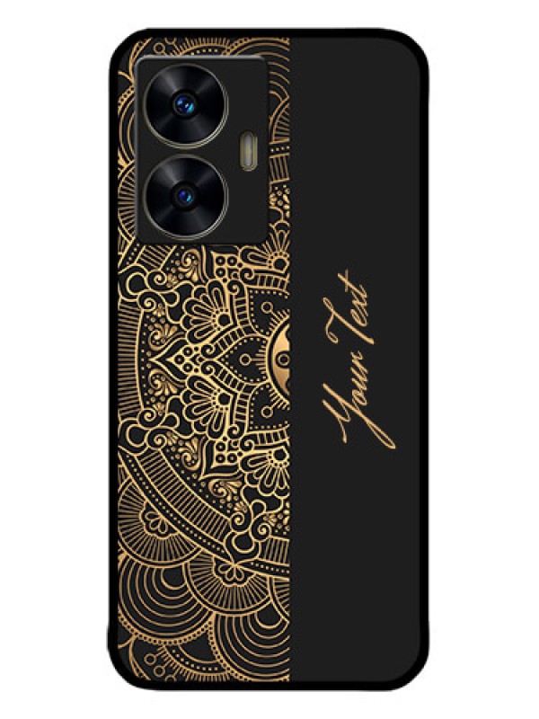 Custom narzo N55 Custom Metal Phone Case - Mandala Art With Custom Text Design