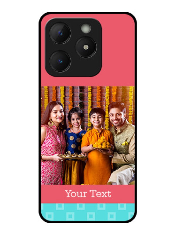 Custom Realme Narzo N63 Custom Metal Phone Case - Peach and Blue Color Design