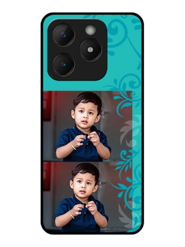 Custom Realme Narzo N63 Custom Metal Phone Case - With Photo And Green Floral Design