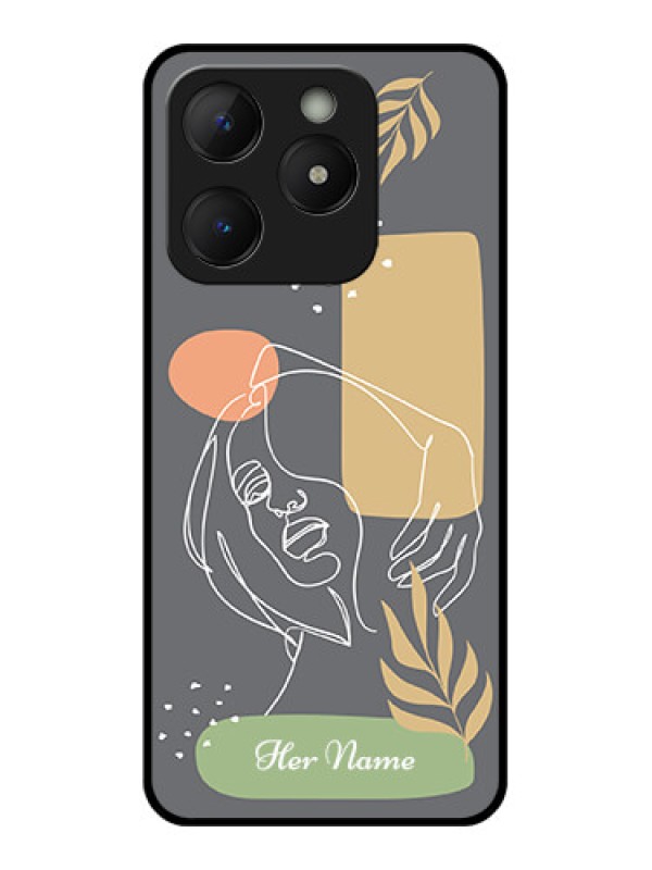 Custom Realme Narzo N63 Custom Metal Phone Case - Gazing Woman Line Art Design