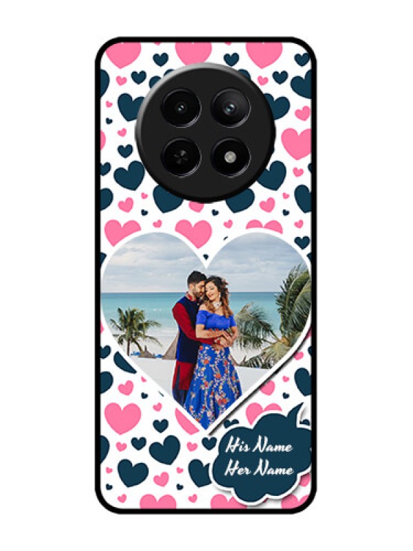 Custom narzo N65 5G Custom Metal Phone Case - Pink and Blue Heart Design