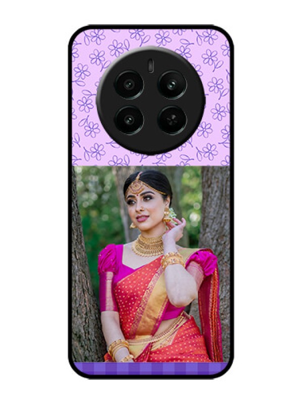 Custom Realme P1 5G Custom Metal Phone Case - Purple Floral Design