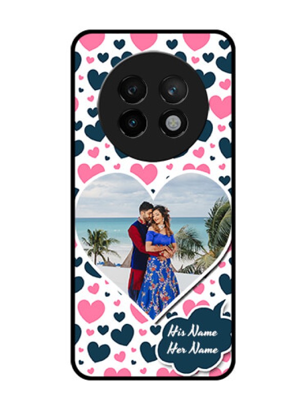 Custom Realme P1 Speed 5G Custom Metal Phone CasePink and Blue Heart Design