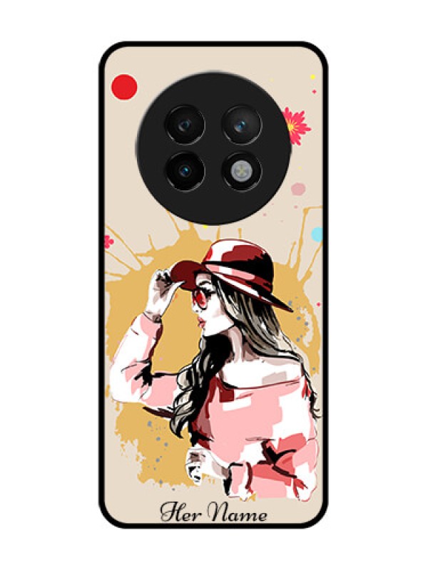 Custom Realme P1 Speed 5G Custom Metal Phone CaseWomen With Pink Hat Design