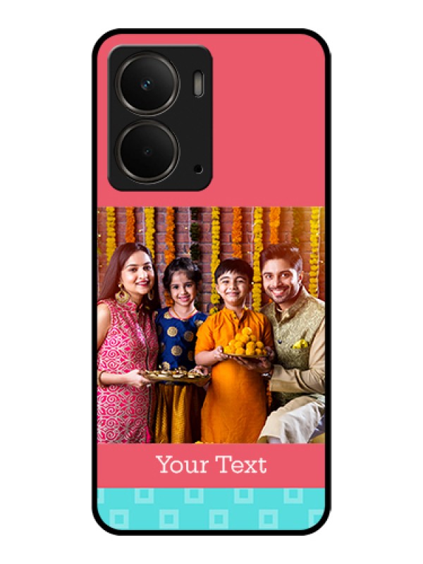 Custom Realme P3 5G Custom Metal Phone Case - Peach and Blue Color Design