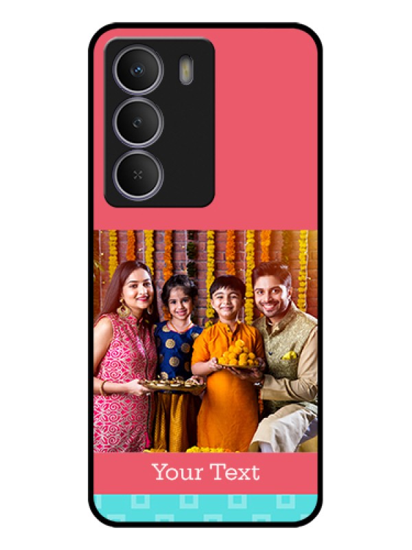 Custom Realme P3 Lite 5G Custom Metal Phone Case - Peach & Blue Color Design