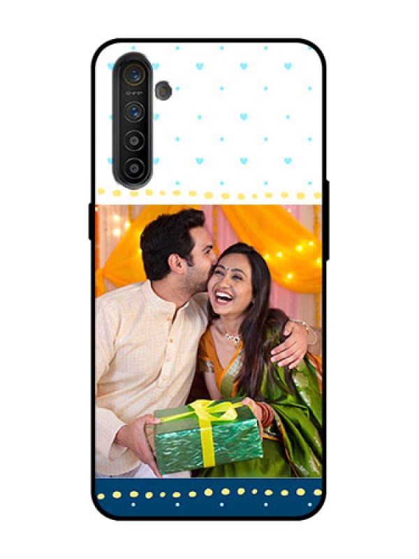 Custom Realme X2 Custom Metal Phone Case - White And Blue Abstract Design