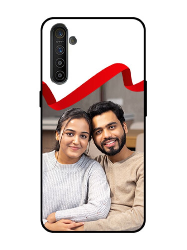 Custom Realme X2 Custom Metal Phone Case - Red Ribbon Frame Design