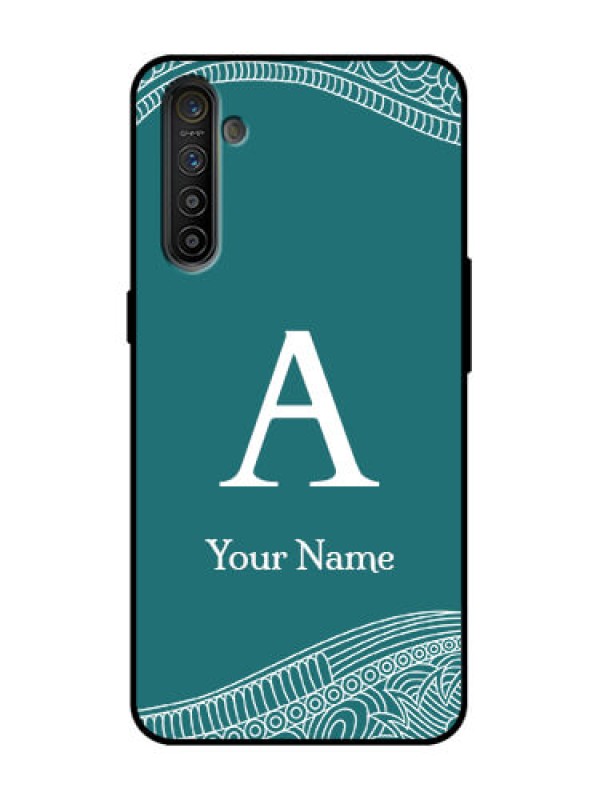 Custom Realme X2 Custom Metal Phone Case - Line Art Pattern With Custom Name Design