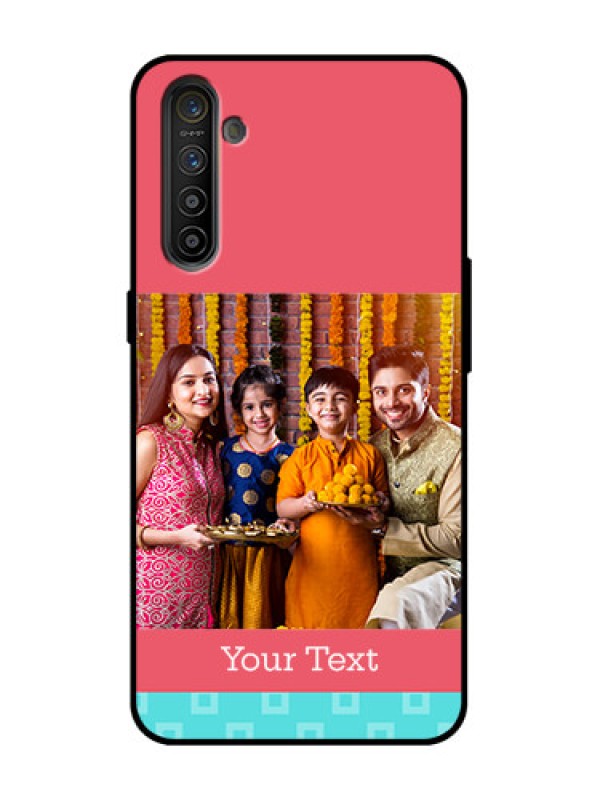 Custom Realme XT Custom Metal Phone Case - Peach and Blue Color Design