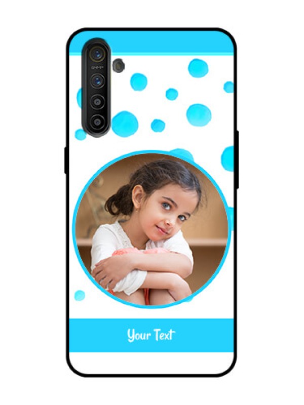 Custom Realme XT Custom Metal Phone Case - Blue Bubbles Pattern Design