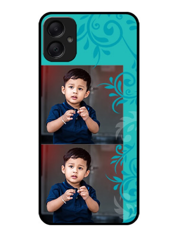 Custom Galaxy A05 Custom Metal Phone CaseWith Photo And Green Floral Design