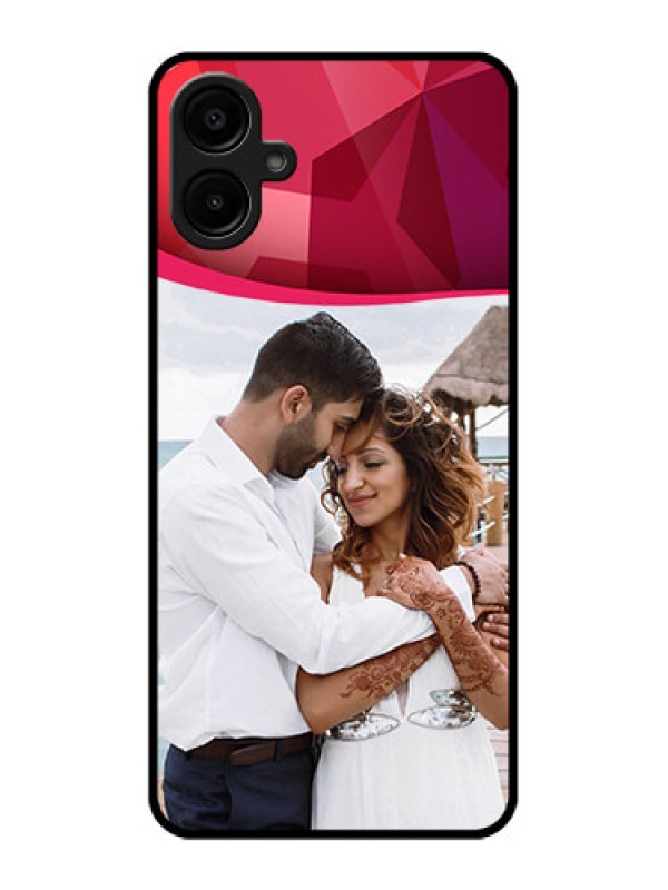 Custom Galaxy A06 Custom Metal Phone CaseRed Abstract Design