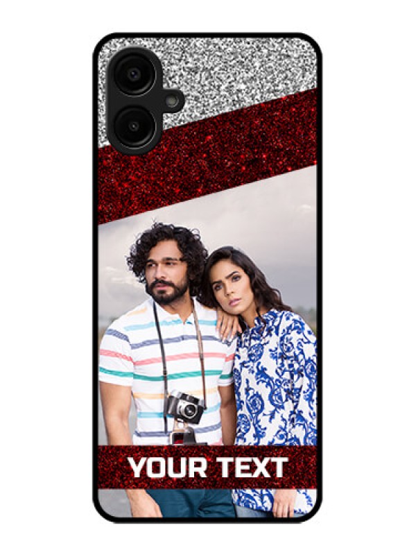 Custom Galaxy A06 Custom Metal Phone CaseImage Holder With Glitter Strip Design