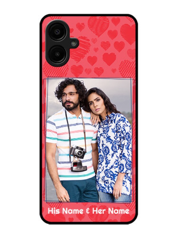 Custom Galaxy A06 Custom Metal Phone CaseWith Red Heart Symbols Design