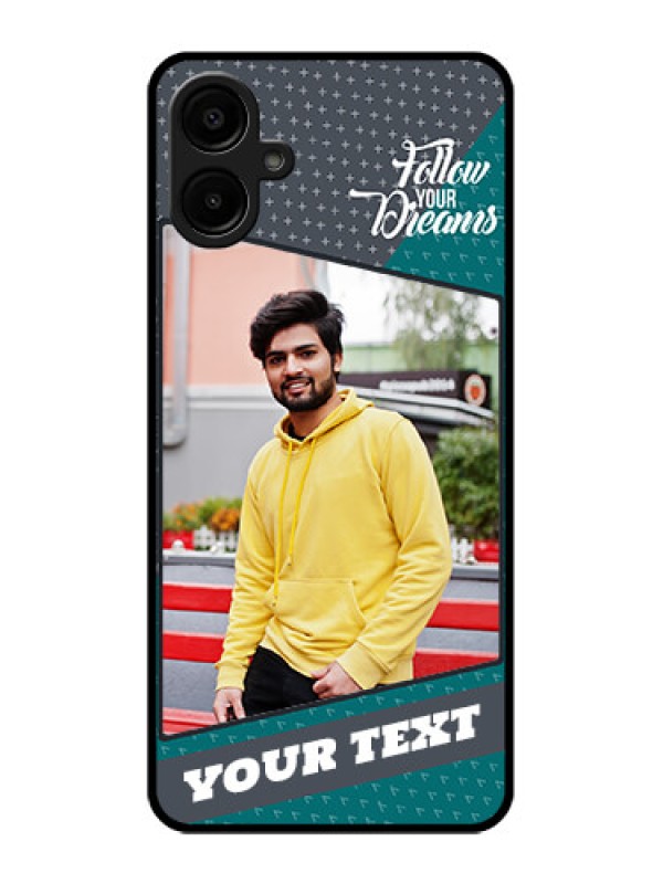 Custom Galaxy A06 Custom Metal Phone CaseBackground Pattern Design With Quote