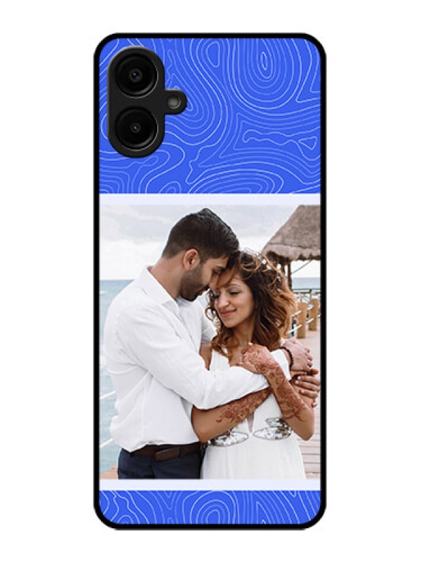 Custom Galaxy A06 Custom Metal Phone CaseCurved Line Art With Blue And White Design