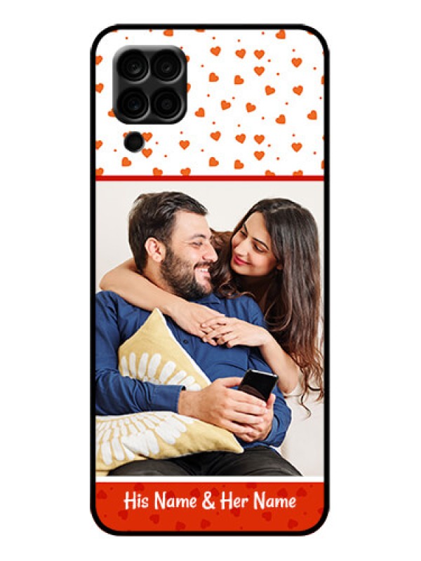 Custom Galaxy A12 Custom Metal Phone Case - Orange Love Symbol Design
