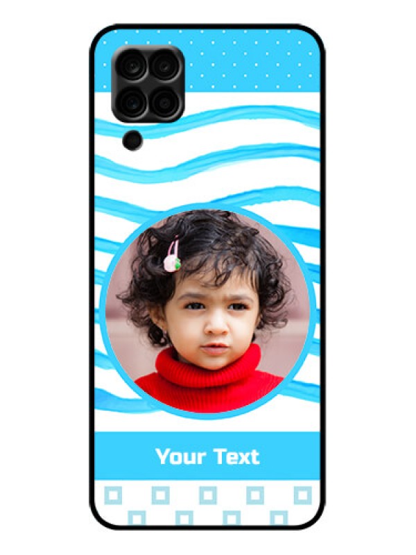 Custom Galaxy A12 Custom Metal Phone Case - Simple Blue Case Design