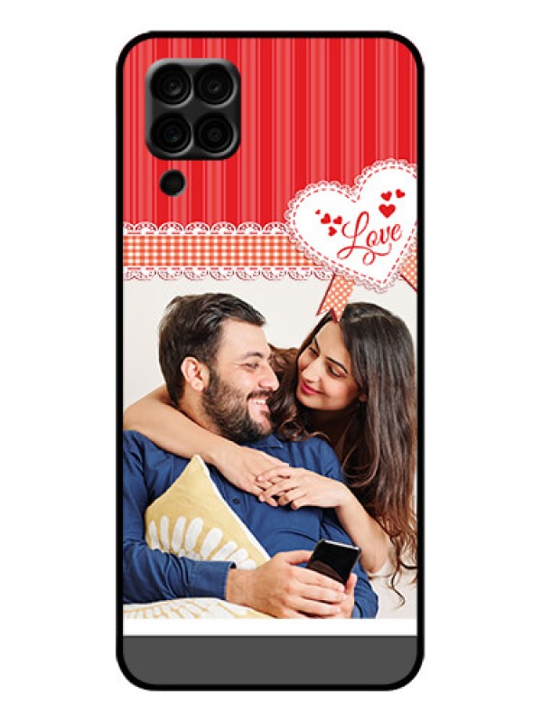 Custom Galaxy A12 Custom Metal Phone Case - Red Love Pattern Design