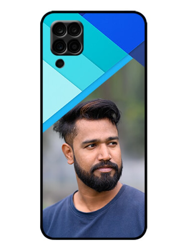 Custom Galaxy A12 Custom Metal Phone Case - Blue Pattern Design