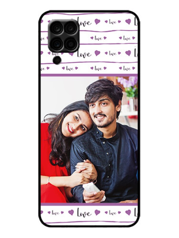 Custom Galaxy A12 Custom Metal Phone Case - Couples Heart Design