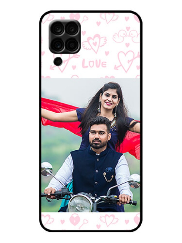 Custom Galaxy A12 Custom Metal Phone Case - Pink Flying Heart Design