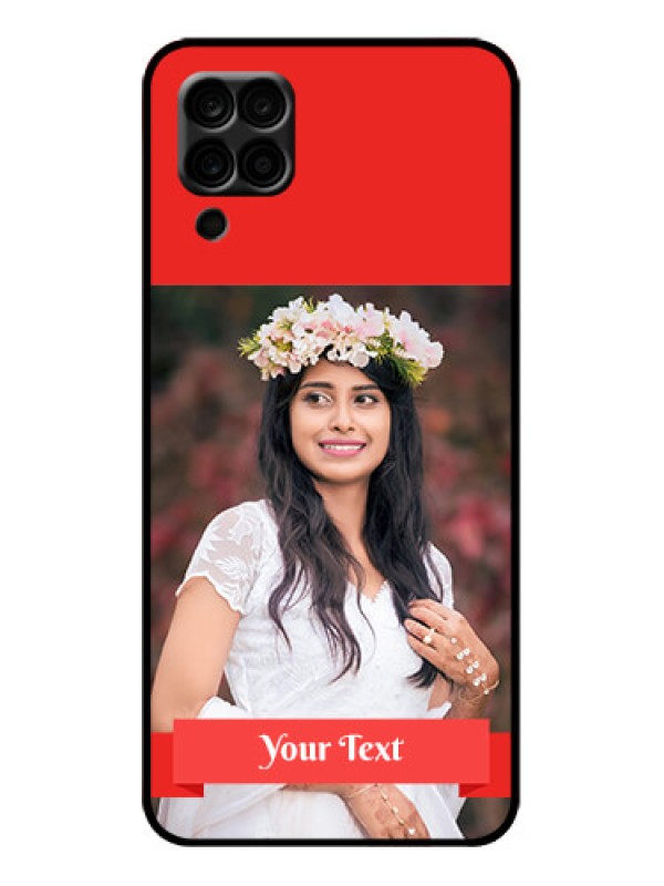 Custom Galaxy A12 Custom Metal Phone Case - Simple Red Color Design