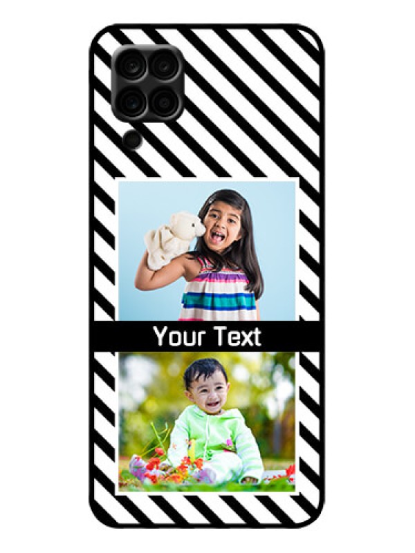 Custom Galaxy A12 Custom Metal Phone Case - Black And White Stripes Design