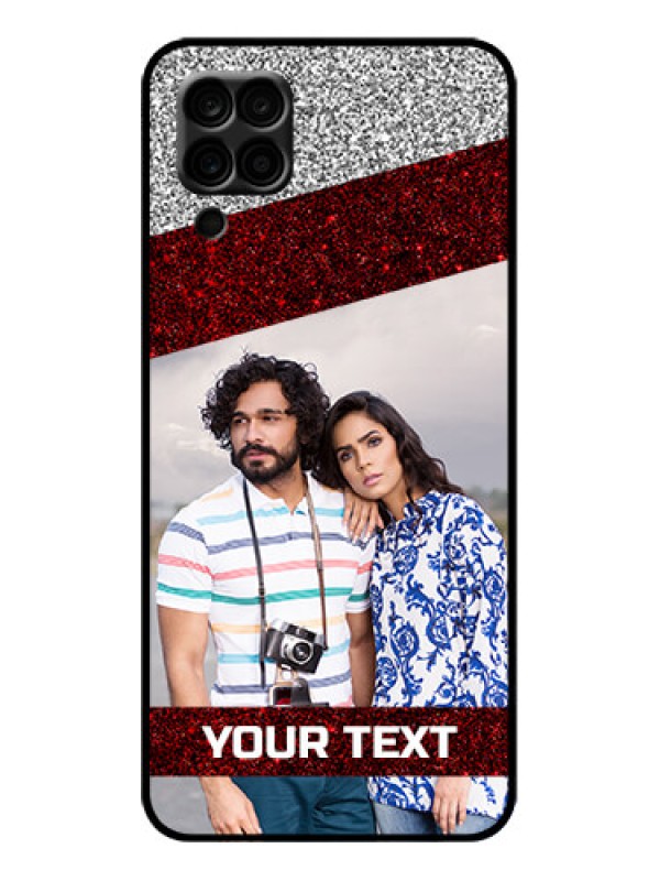 Custom Galaxy A12 Custom Metal Phone Case - Image Holder With Glitter Strip Design