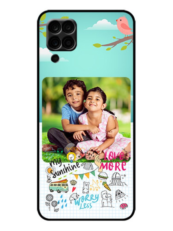 Custom Galaxy A12 Custom Metal Phone Case - Doodle Love Design