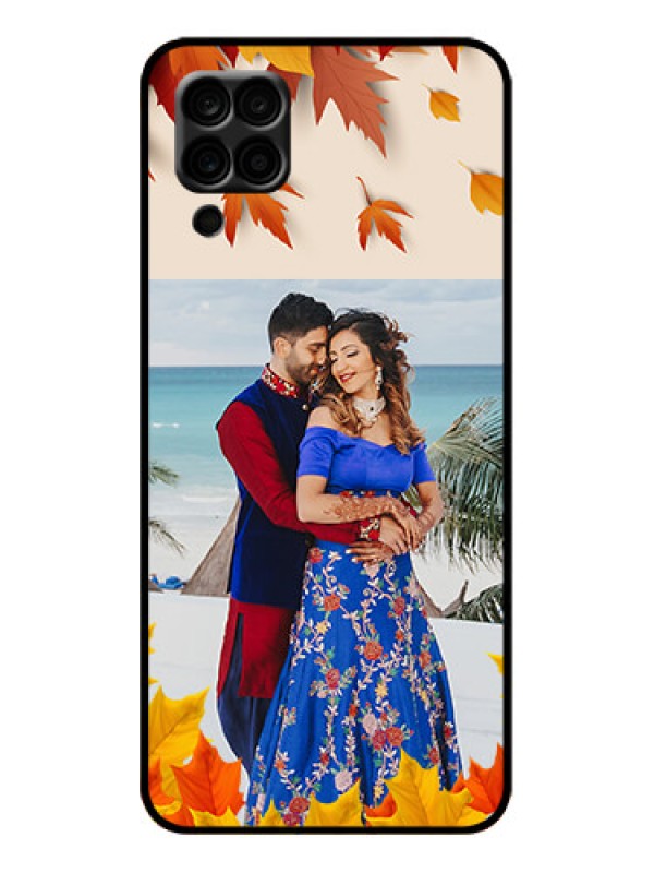 Custom Galaxy A12 Custom Metal Phone Case - Autumn Maple Leaves Design