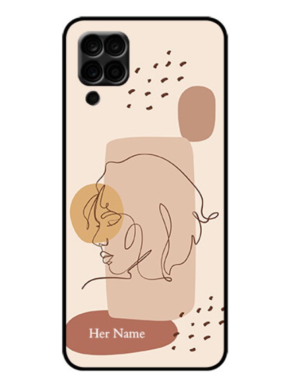 Custom Galaxy A12 Custom Metal Phone Case - Calm Woman Line Art Design