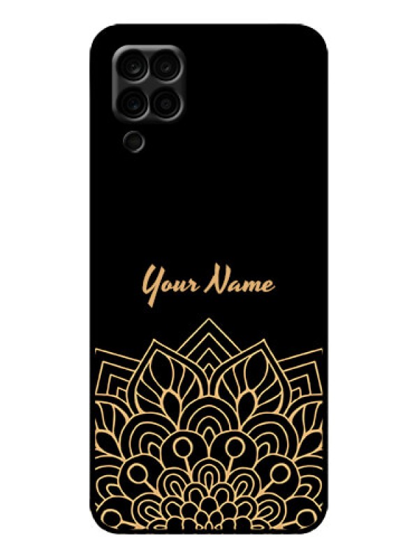 Custom Galaxy A12 Custom Metal Phone Case - Golden Mandala Design