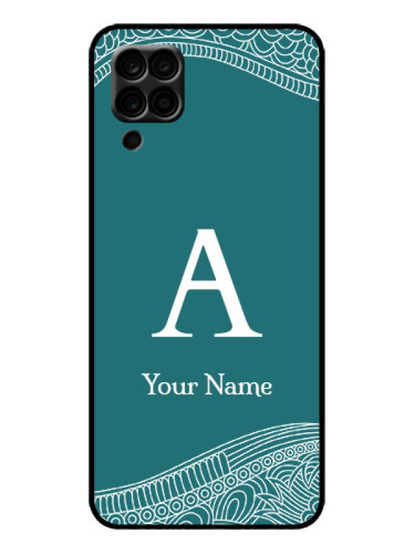 Custom Galaxy A12 Custom Metal Phone Case - Line Art Pattern With Custom Name Design
