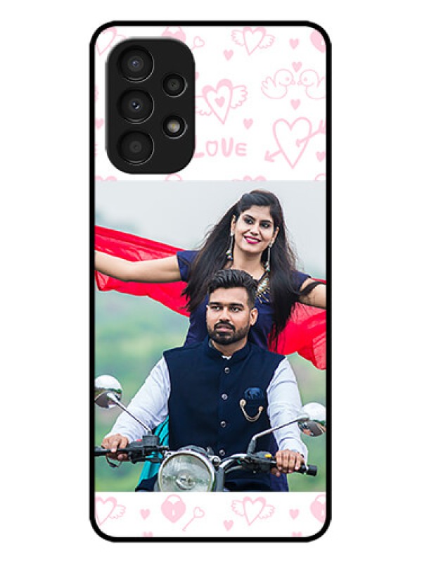 Custom Galaxy A13 Custom Metal Phone CasePink Flying Heart Design