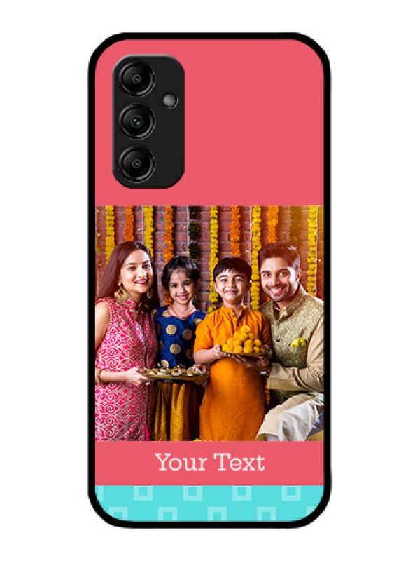 Custom Galaxy A14 4G Custom Metal Phone CasePeach and Blue Color Design