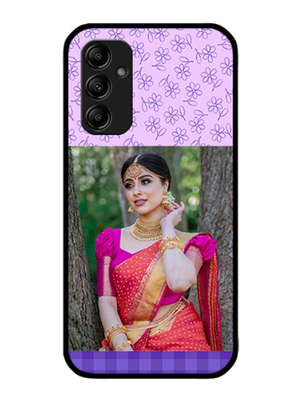 Custom Galaxy A14 4G Custom Metal Phone CasePurple Floral Design