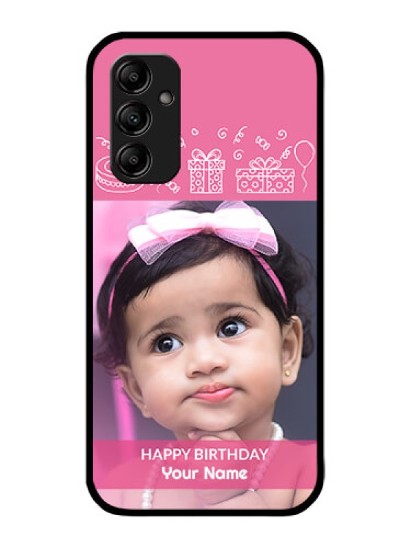 Custom Galaxy A14 4G Custom Metal Phone CaseWith Birthday Line Art Design