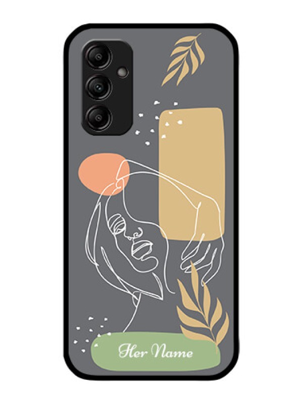 Custom Galaxy A14 4G Custom Metal Phone CaseGazing Woman Line Art Design