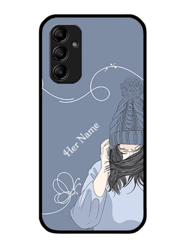 Custom Galaxy A14 5G Custom Metal Phone CaseGirl In Winter Outfit Design
