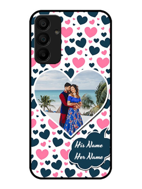 Custom Galaxy A15 5G Custom Metal Phone CasePink and Blue Heart Design