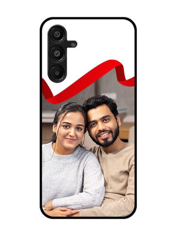 Custom Samsung Galaxy A16 5G Custom Metal Phone Case - Red Ribbon Frame Design