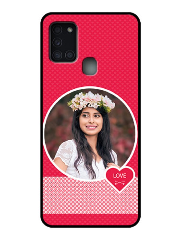 Custom Galaxy A21s Custom Metal Phone Case - Pink Color Pattern Design