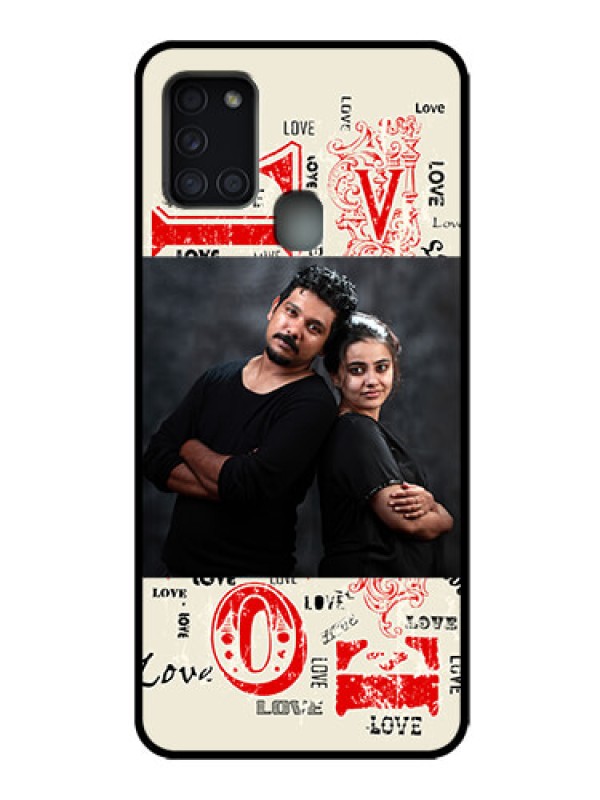 Custom Galaxy A21s Custom Metal Phone Case - Trendy Love Design Case