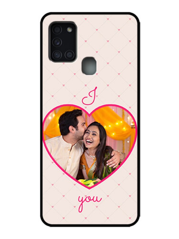 Custom Galaxy A21s Custom Metal Phone Case - Heart Shape Design