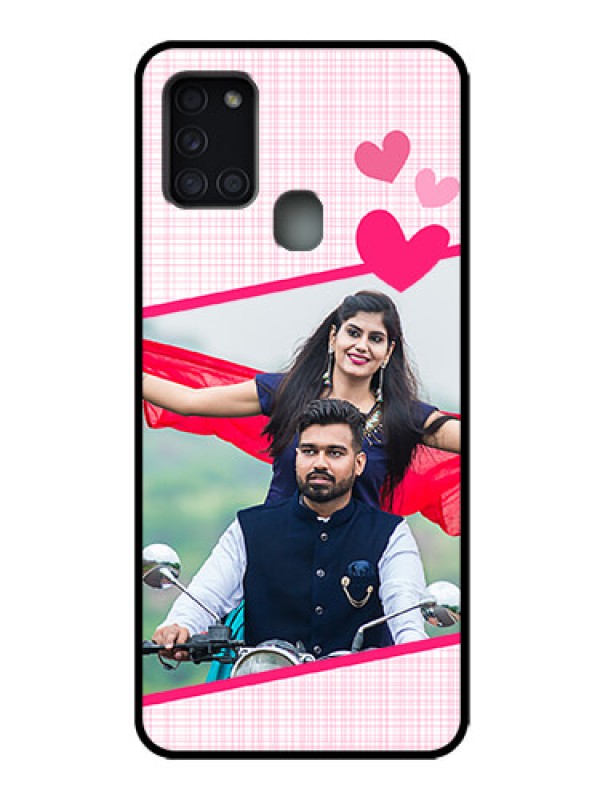 Custom Galaxy A21s Custom Metal Phone Case - Love Shape Heart Design