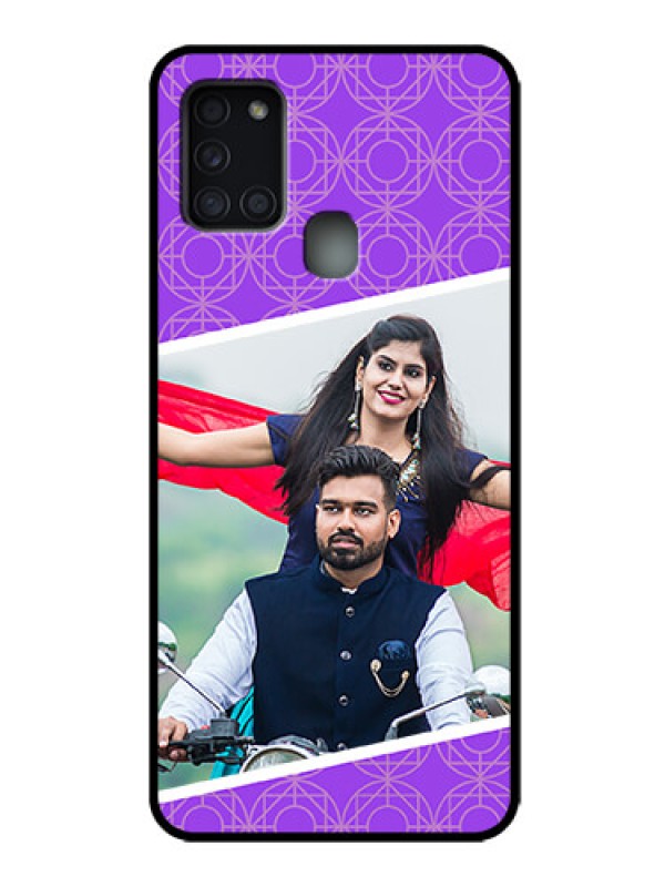 Custom Galaxy A21s Custom Metal Phone Case - Violet Color Pattern Design